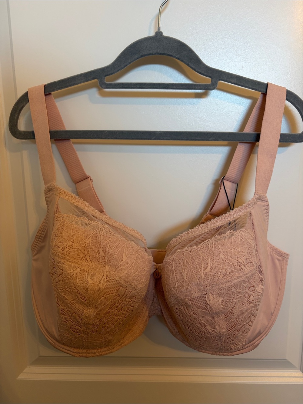 Lace Underwire Support Bra - Blush Pink